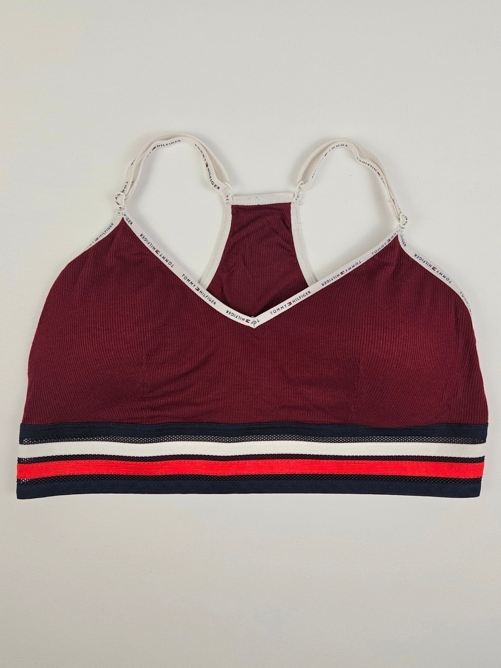 Tommy Hilfiger Ribbed Bralette Size Medium Burgundy Red